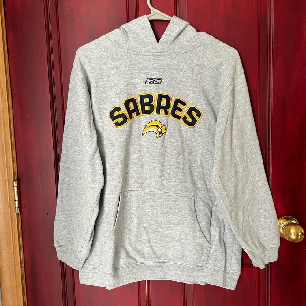 Youth Size XL (18/20) Gray Reebok Sabres Hoodie